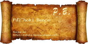 Páhoki Bence névjegykártya