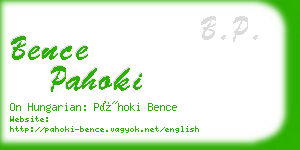 bence pahoki business card